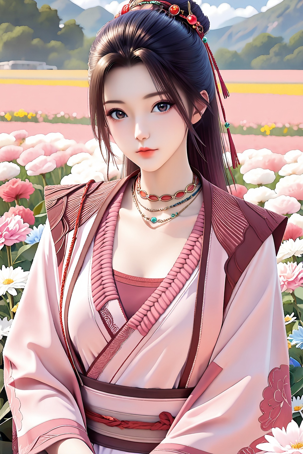 flower field,  flower field,  upper body on Tensor.Art