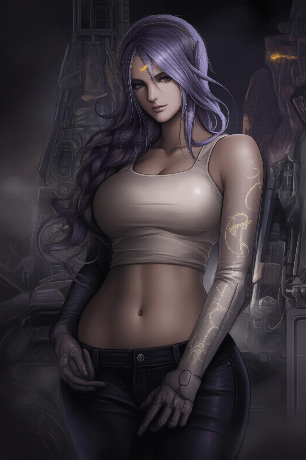 D@nt3W0ntD13,  Create a hyperrealistic,  highly detailed illustration of a female cyborg with a model physique on Tensor.Art