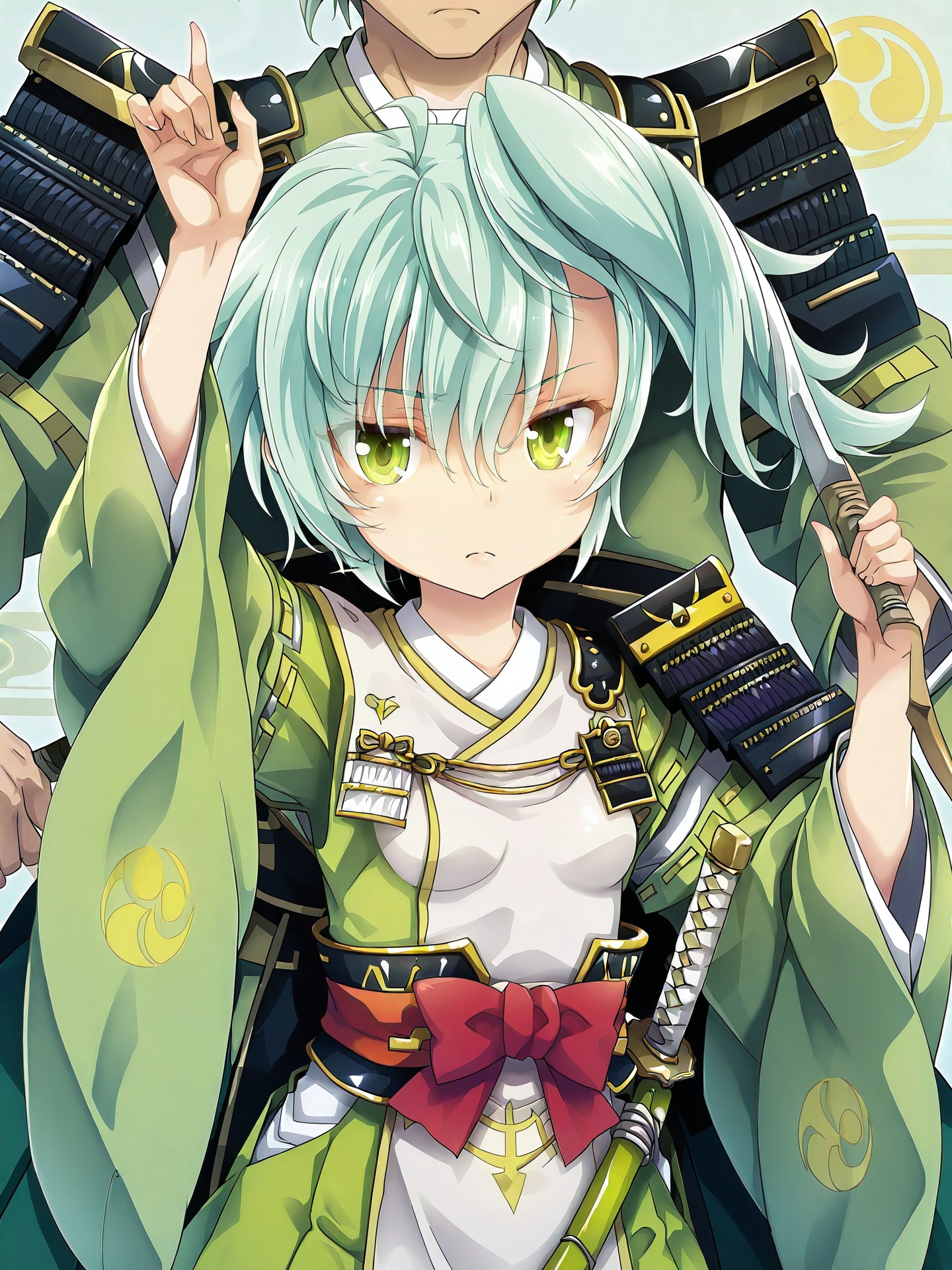 kobayakawatakakage,  green eyes,  green hair on Tensor.Art