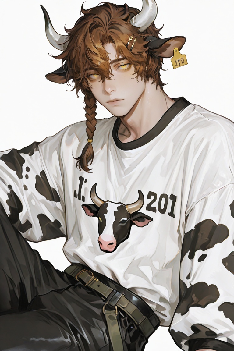 horns,  animal_print,  solo on Tensor.Art