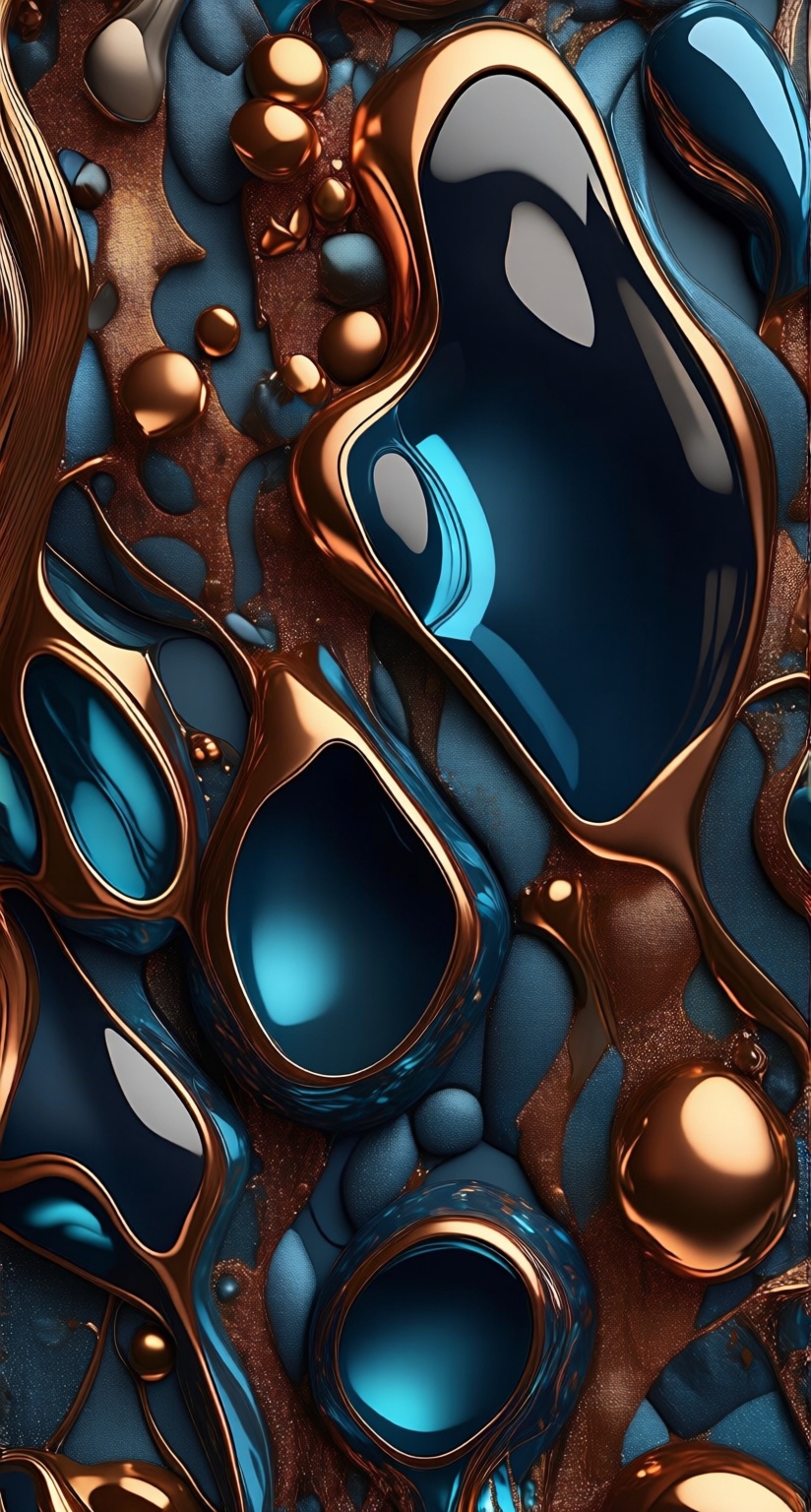 Create a metallic,  abstract art piece in a glossy,  smooth on Tensor.Art
