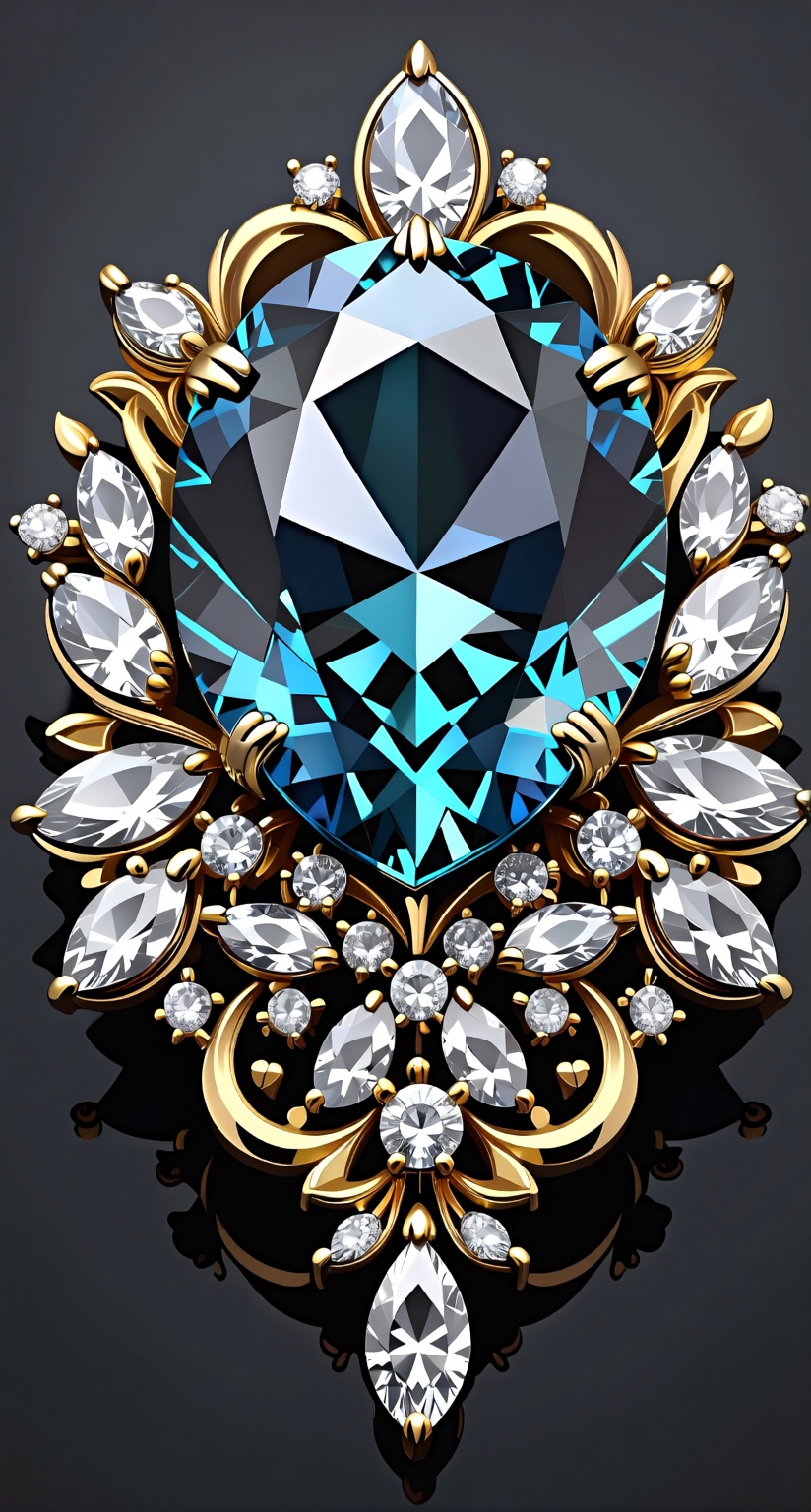 Create a stunning gemstone brooch that exudes elegance and luxury. The piece should be crafted using fine gold and silver,...