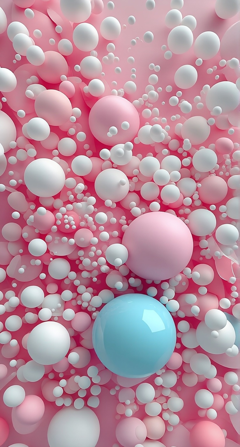 Create an abstract digital artwork featuring a vibrant,  colorful spherical composition with smooth,  glossy surfaces. The...