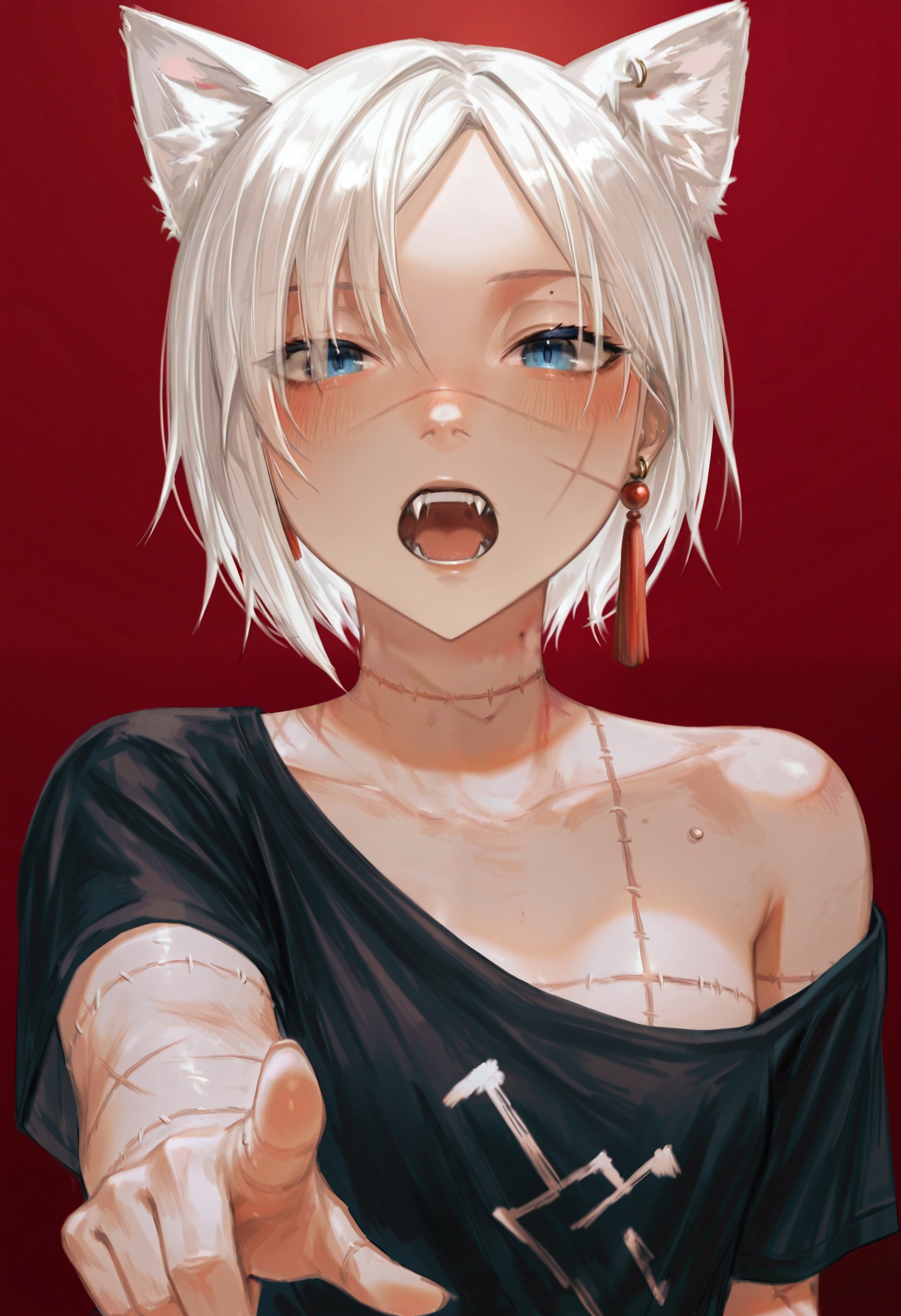 1girl,  fangs,  stitches on Tensor.Art