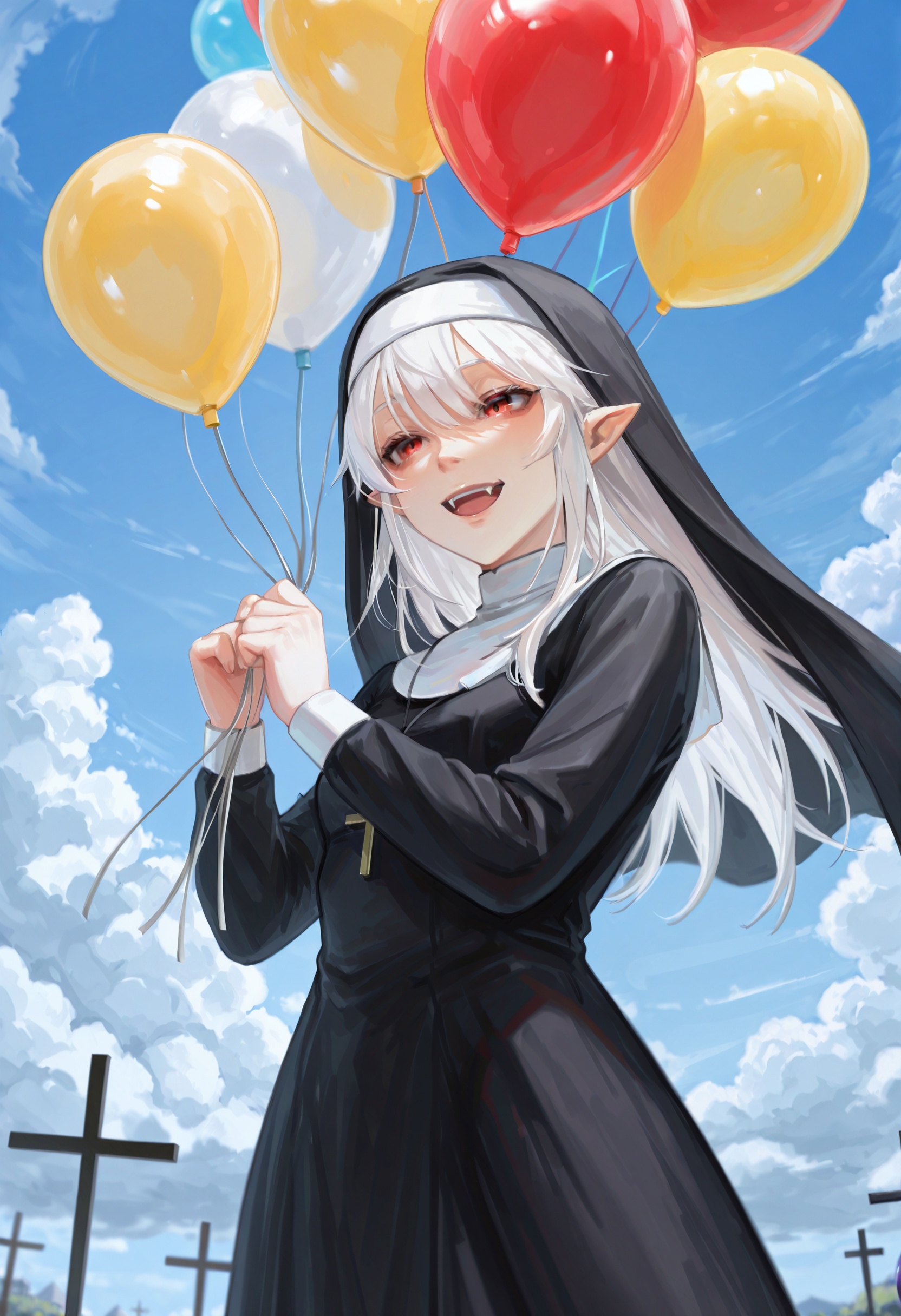 1girl,  balloon,  nun on Tensor.Art